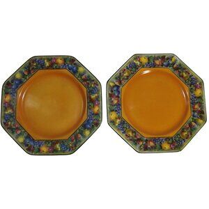 2 Vintage Regal Ware R P Co Octagon Plate Lot #5 Made in England Regal Pottery